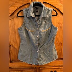 Wrangler Blue Denim Sleeveless Top